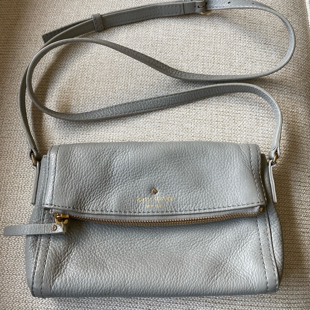 Kate Spade gray leather crossbody handbag